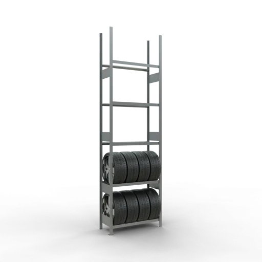 Schulte Reifenregal mit reifenschonenden Traversen | Grundregal | HxBxT 350x100x40cm | 5 Ebenen | Fachlast 150kg | Verzinkt