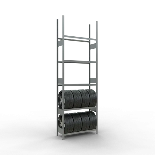 Schulte Reifenregal mit reifenschonenden Traversen | Grundregal | HxBxT 350x115x40cm | 5 Ebenen | Fachlast 150kg | Verzinkt
