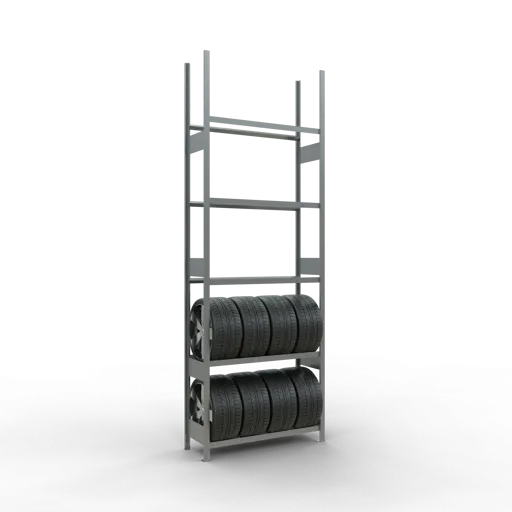 Schulte Reifenregal mit reifenschonenden Traversen | Grundregal | HxBxT 350x120x40cm | 5 Ebenen | Fachlast 150kg | Verzinkt