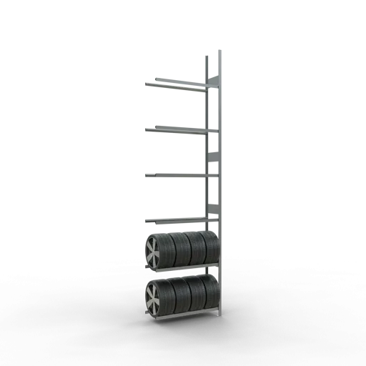 Schulte Reifenregal mit reifenschonenden Traversen | Anbauregal | HxBxT 450x120x40cm | 6 Ebenen | Fachlast 150kg | Verzinkt