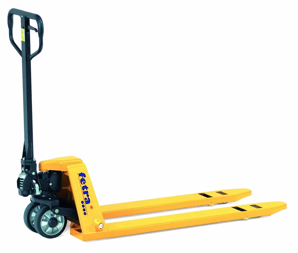 Gabelhubwagen in niedriger Ausführung mit Vollgummi/Nylon Bereifung | 2000 kg Traglast | 115 cm Gabellänge