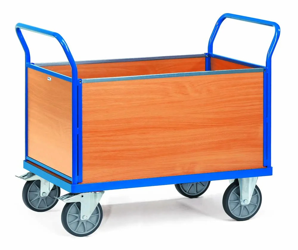 Vierwandwagen mit Wänden aus Holzwerkstoffplatten und 100 x 60 cm Ladefläche