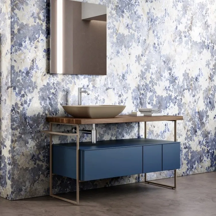 ELEMENTI METALLICI WASCHTISCHUNTERSCHRANK MIT WASCHBECKEN UND SPIEGEL