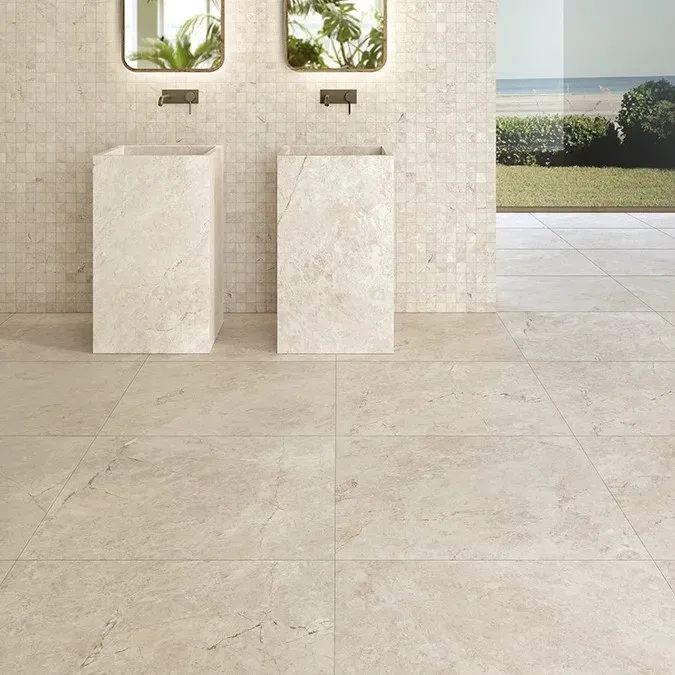 KEOPE FLIESEN OMNIA EMPERADOR WHITE SPAZZOLATO R10 REKTIFIZIERT 120X120