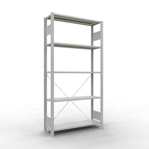 Schulte Fachbodenregal MULTIplus150 Stecksystem | Grundregal | HxBxT 200x100x30cm | 5 Ebenen | Fachlast 150kg | Lichtgrau