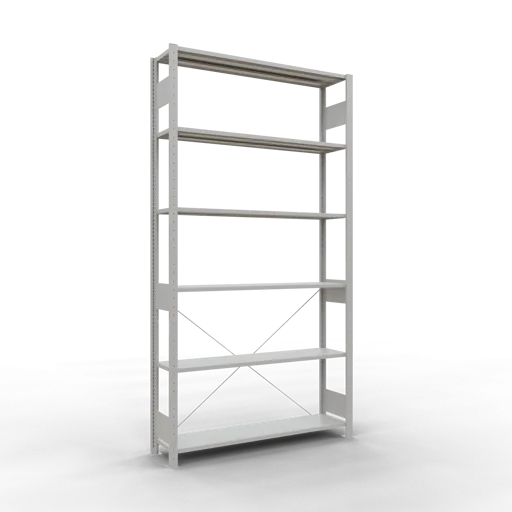 Schulte Fachbodenregal MULTIplus150 Stecksystem | Grundregal | HxBxT 250x130x30cm | 6 Ebenen | Fachlast 150kg | Lichtgrau