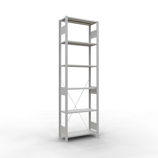 Schulte Fachbodenregal MULTIplus150 Stecksystem | Grundregal | HxBxT 250x75x30cm | 6 Ebenen | Fachlast 150kg | Lichtgrau