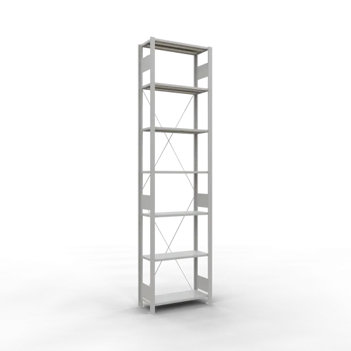 Schulte Fachbodenregal MULTIplus150 Stecksystem | Grundregal | HxBxT 300x75x30cm | 7 Ebenen | Fachlast 150kg | Lichtgrau