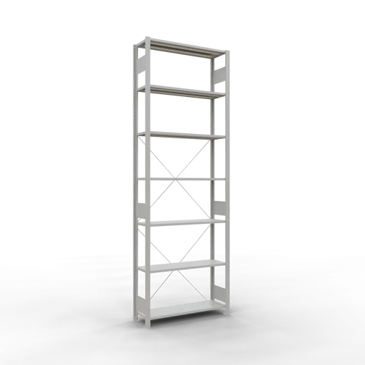 Schulte Fachbodenregal MULTIplus150 Stecksystem | Grundregal | HxBxT 300x100x30cm | 7 Ebenen | Fachlast 150kg | Lichtgrau