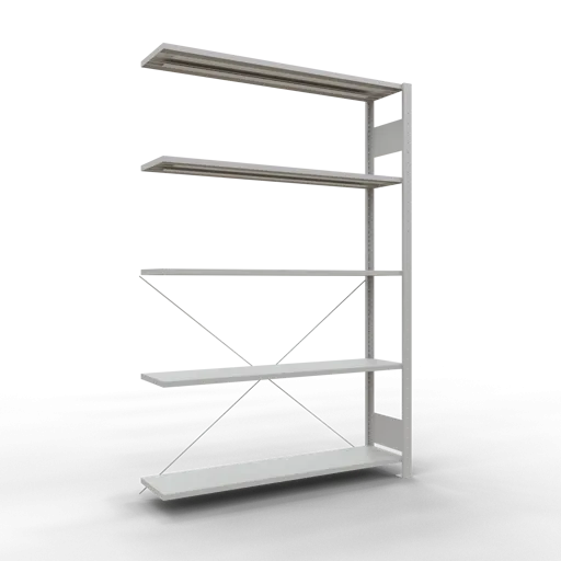 Schulte Fachbodenregal MULTIplus150 Stecksystem | Anbauregal | HxBxT 200x130x30cm | 5 Ebenen | Fachlast 150kg | Lichtgrau