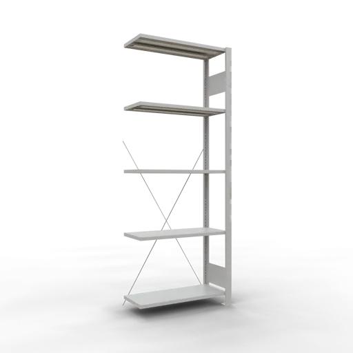 Schulte Fachbodenregal MULTIplus150 Stecksystem | Anbauregal | HxBxT 200x75x30cm | 5 Ebenen | Fachlast 150kg | Lichtgrau