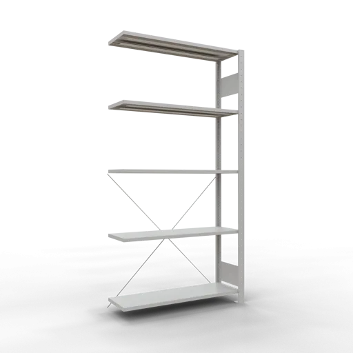 Schulte Fachbodenregal MULTIplus150 Stecksystem | Anbauregal | HxBxT 200x100x30cm | 5 Ebenen | Fachlast 150kg | Lichtgrau
