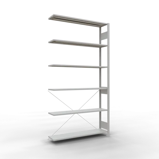 Schulte Fachbodenregal MULTIplus150 Stecksystem | Anbauregal | HxBxT 250x130x30cm | 6 Ebenen | Fachlast 150kg | Lichtgrau