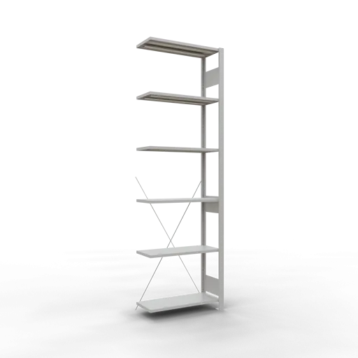 Schulte Fachbodenregal MULTIplus150 Stecksystem | Anbauregal | HxBxT 250x75x30cm | 6 Ebenen | Fachlast 150kg | Lichtgrau
