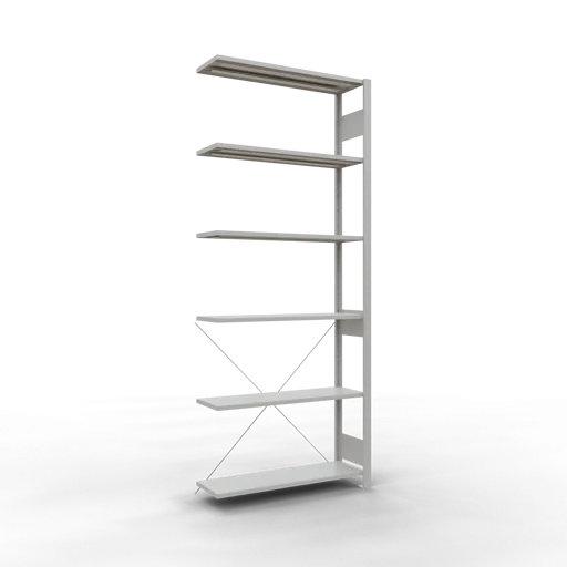 Schulte Fachbodenregal MULTIplus150 Stecksystem | Anbauregal | HxBxT 250x100x30cm | 6 Ebenen | Fachlast 150kg | Lichtgrau