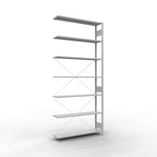 Schulte Fachbodenregal MULTIplus150 Stecksystem | Anbauregal | HxBxT 300x130x30cm | 7 Ebenen | Fachlast 150kg | Lichtgrau