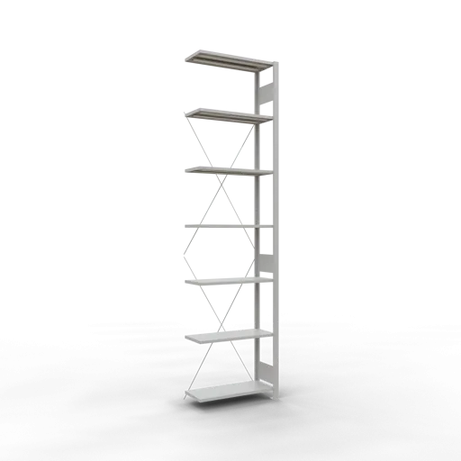 Schulte Fachbodenregal MULTIplus150 Stecksystem | Anbauregal | HxBxT 300x75x30cm | 7 Ebenen | Fachlast 150kg | Lichtgrau