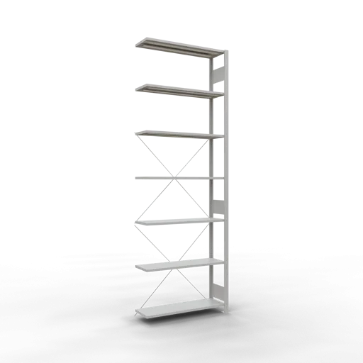 Schulte Fachbodenregal MULTIplus150 Stecksystem | Anbauregal | HxBxT 300x100x30cm | 7 Ebenen | Fachlast 150kg | Lichtgrau