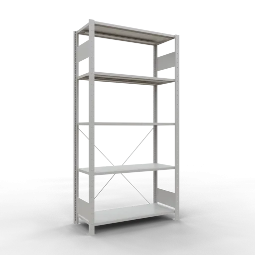 Schulte Fachbodenregal MULTIplus150 Stecksystem | Grundregal | HxBxT 200x100x40cm | 5 Ebenen | Fachlast 150kg | Lichtgrau