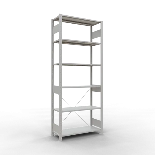 Schulte Fachbodenregal MULTIplus150 Stecksystem | Grundregal | HxBxT 250x100x40cm | 6 Ebenen | Fachlast 150kg | Lichtgrau