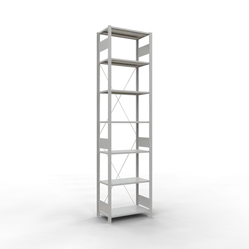 Schulte Fachbodenregal MULTIplus150 Stecksystem | Grundregal | HxBxT 300x75x40cm | 7 Ebenen | Fachlast 150kg | Lichtgrau
