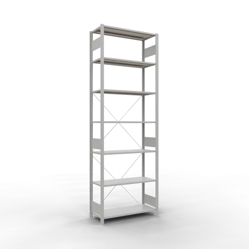 Schulte Fachbodenregal MULTIplus150 Stecksystem | Grundregal | HxBxT 300x100x40cm | 7 Ebenen | Fachlast 150kg | Lichtgrau