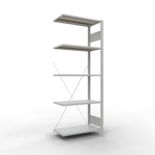 Schulte Fachbodenregal MULTIplus150 Stecksystem | Anbauregal | HxBxT 200x75x40cm | 5 Ebenen | Fachlast 150kg | Lichtgrau