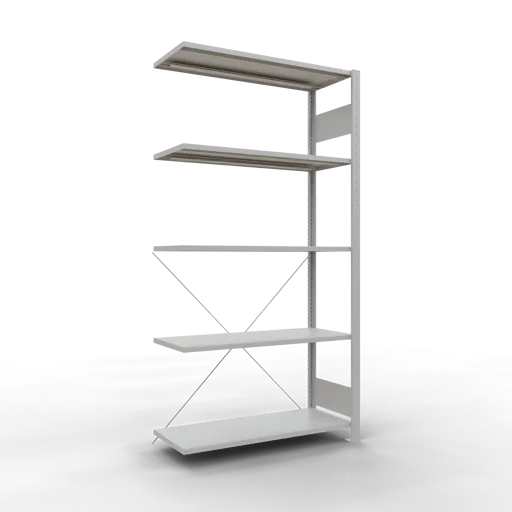 Schulte Fachbodenregal MULTIplus150 Stecksystem | Anbauregal | HxBxT 200x100x40cm | 5 Ebenen | Fachlast 150kg | Lichtgrau