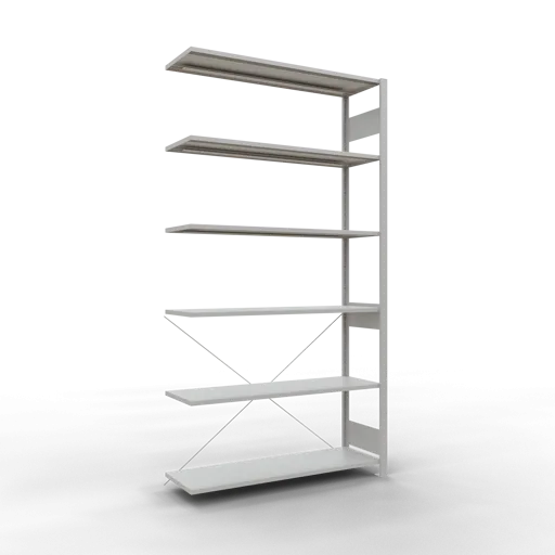 Schulte Fachbodenregal MULTIplus150 Stecksystem | Anbauregal | HxBxT 250x130x40cm | 6 Ebenen | Fachlast 150kg | Lichtgrau