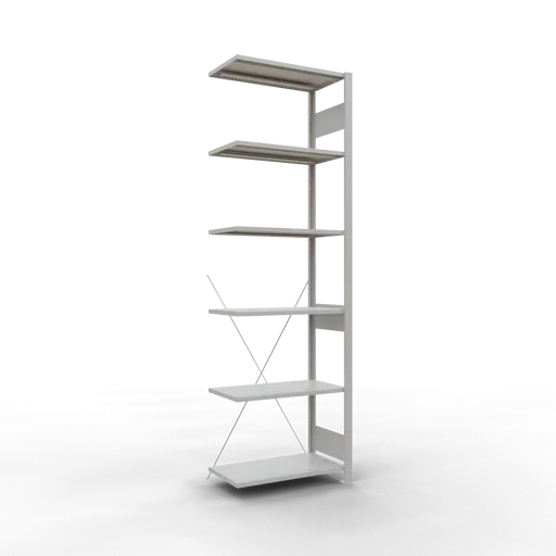 Schulte Fachbodenregal MULTIplus150 Stecksystem | Anbauregal | HxBxT 250x75x40cm | 6 Ebenen | Fachlast 150kg | Lichtgrau