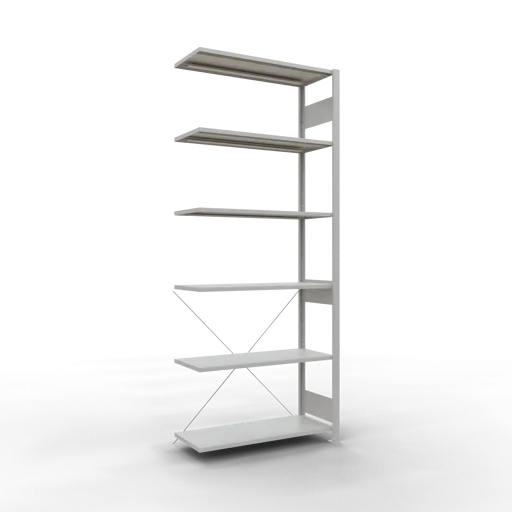Schulte Fachbodenregal MULTIplus150 Stecksystem | Anbauregal | HxBxT 250x100x40cm | 6 Ebenen | Fachlast 150kg | Lichtgrau