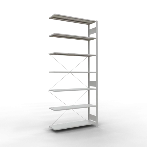 Schulte Fachbodenregal MULTIplus150 Stecksystem | Anbauregal | HxBxT 300x130x40cm | 7 Ebenen | Fachlast 150kg | Lichtgrau