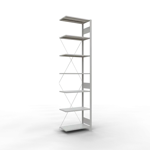 Schulte Fachbodenregal MULTIplus150 Stecksystem | Anbauregal | HxBxT 300x75x40cm | 7 Ebenen | Fachlast 150kg | Lichtgrau