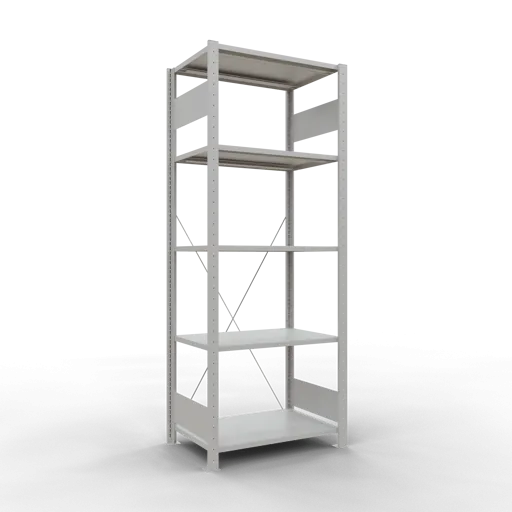 Schulte Fachbodenregal MULTIplus150 Stecksystem | Grundregal | HxBxT 200x75x50cm | 5 Ebenen | Fachlast 150kg | Lichtgrau