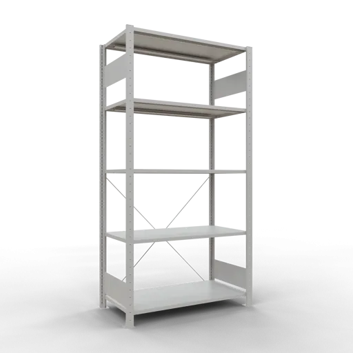 Schulte Fachbodenregal MULTIplus150 Stecksystem | Grundregal | HxBxT 200x100x50cm | 5 Ebenen | Fachlast 150kg | Lichtgrau