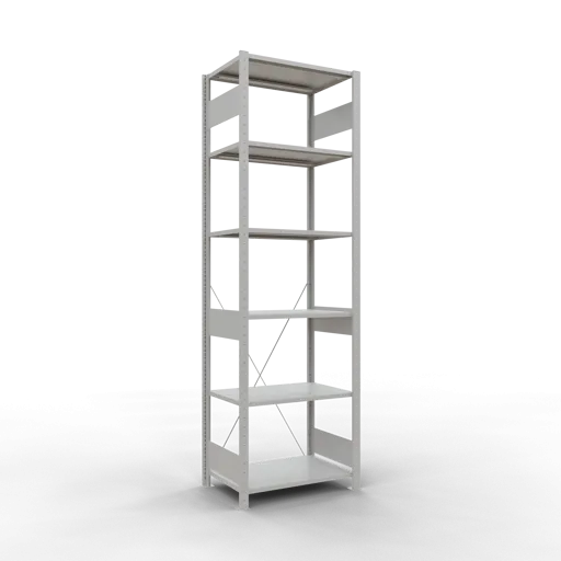 Schulte Fachbodenregal MULTIplus150 Stecksystem | Grundregal | HxBxT 250x75x50cm | 6 Ebenen | Fachlast 150kg | Lichtgrau