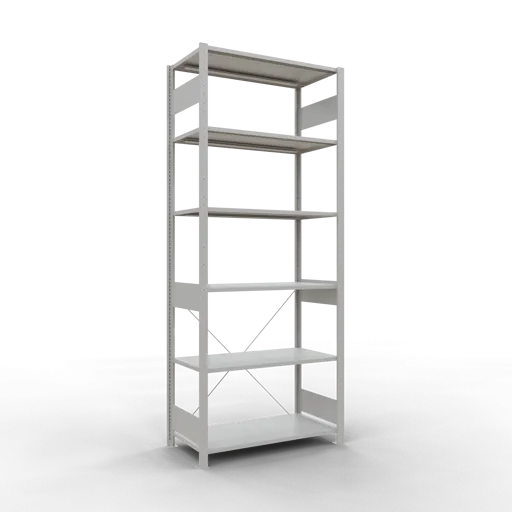 Schulte Fachbodenregal MULTIplus150 Stecksystem | Grundregal | HxBxT 250x100x50cm | 6 Ebenen | Fachlast 150kg | Lichtgrau