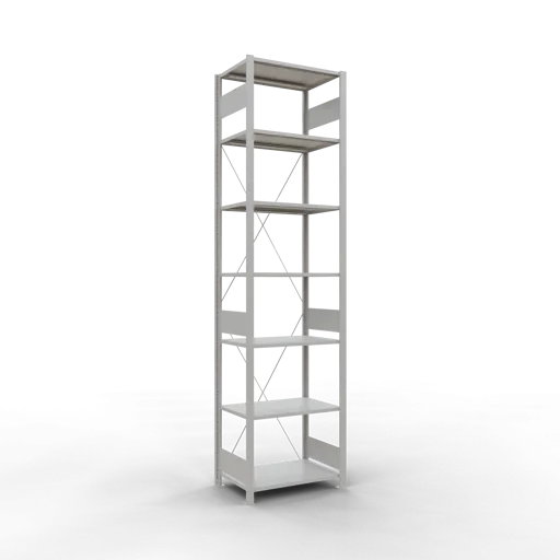 Schulte Fachbodenregal MULTIplus150 Stecksystem | Grundregal | HxBxT 300x75x50cm | 7 Ebenen | Fachlast 150kg | Lichtgrau