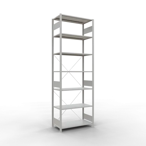 Schulte Fachbodenregal MULTIplus150 Stecksystem | Grundregal | HxBxT 300x100x50cm | 7 Ebenen | Fachlast 150kg | Lichtgrau