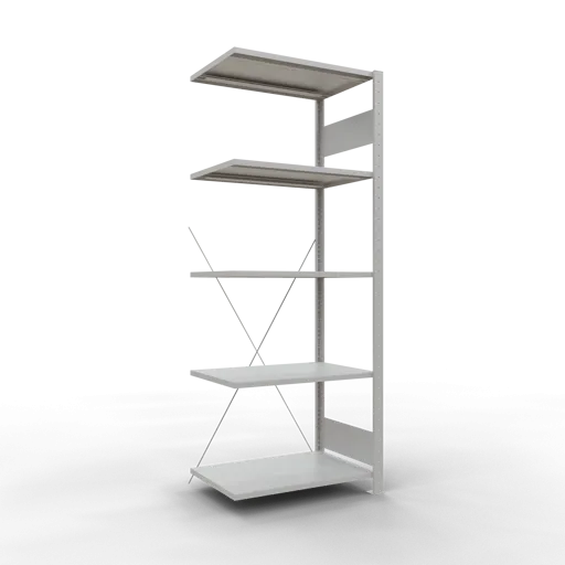 Schulte Fachbodenregal MULTIplus150 Stecksystem | Anbauregal | HxBxT 200x75x50cm | 5 Ebenen | Fachlast 150kg | Lichtgrau