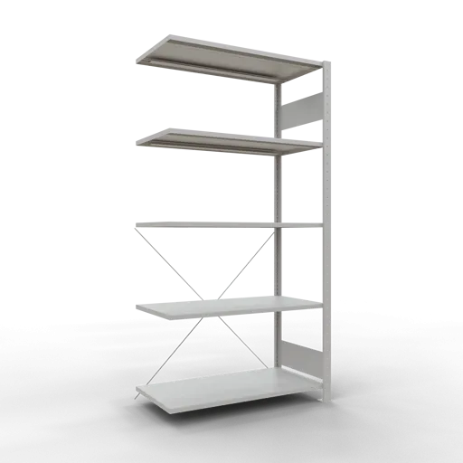 Schulte Fachbodenregal MULTIplus150 Stecksystem | Anbauregal | HxBxT 200x100x50cm | 5 Ebenen | Fachlast 150kg | Lichtgrau