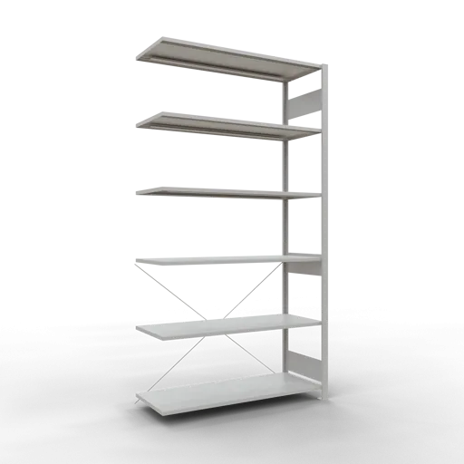Schulte Fachbodenregal MULTIplus150 Stecksystem | Anbauregal | HxBxT 250x130x50cm | 6 Ebenen | Fachlast 150kg | Lichtgrau