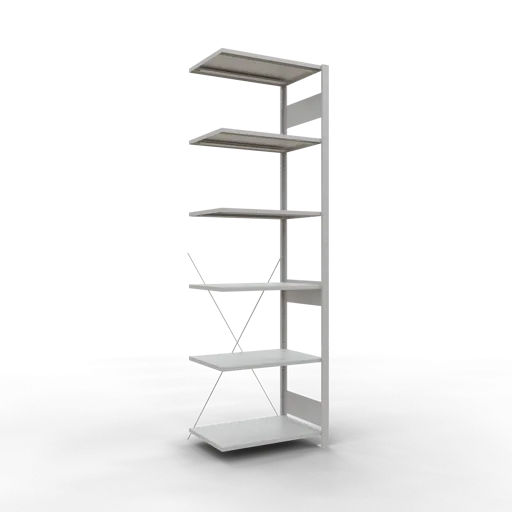Schulte Fachbodenregal MULTIplus150 Stecksystem | Anbauregal | HxBxT 250x75x50cm | 6 Ebenen | Fachlast 150kg | Lichtgrau