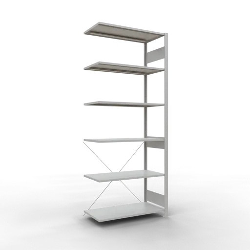 Schulte Fachbodenregal MULTIplus150 Stecksystem | Anbauregal | HxBxT 250x100x50cm | 6 Ebenen | Fachlast 150kg | Lichtgrau