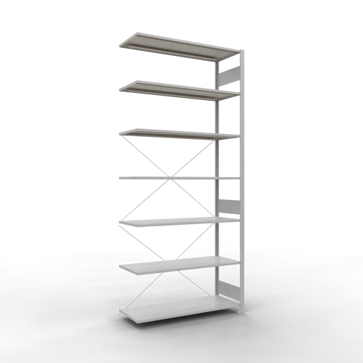 Schulte Fachbodenregal MULTIplus150 Stecksystem | Anbauregal | HxBxT 300x130x50cm | 7 Ebenen | Fachlast 150kg | Lichtgrau