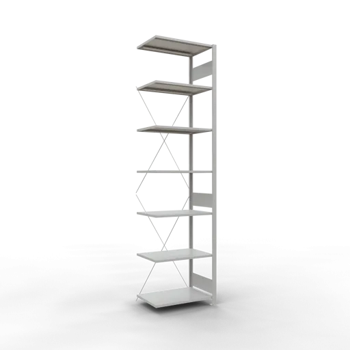 Schulte Fachbodenregal MULTIplus150 Stecksystem | Anbauregal | HxBxT 300x75x50cm | 7 Ebenen | Fachlast 150kg | Lichtgrau