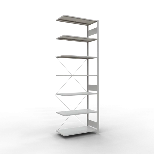 Schulte Fachbodenregal MULTIplus150 Stecksystem | Anbauregal | HxBxT 300x100x50cm | 7 Ebenen | Fachlast 150kg | Lichtgrau