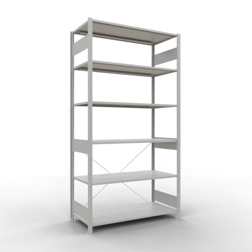 Schulte Fachbodenregal MULTIplus150 Stecksystem | Grundregal | HxBxT 250x130x60cm | 6 Ebenen | Fachlast 150kg | Lichtgrau