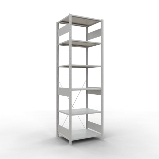 Schulte Fachbodenregal MULTIplus150 Stecksystem | Grundregal | HxBxT 250x75x60cm | 6 Ebenen | Fachlast 150kg | Lichtgrau