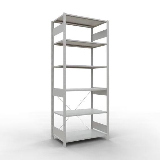 Schulte Fachbodenregal MULTIplus150 Stecksystem | Grundregal | HxBxT 250x100x60cm | 6 Ebenen | Fachlast 150kg | Lichtgrau